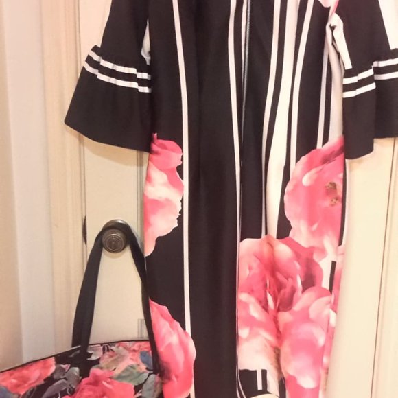 Beautiful Pink Flower Print Dress 8 w/Purse - Picture 2 of 5